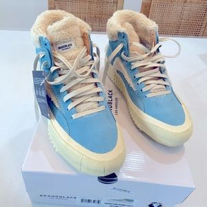 Brandblack faux shearling sneakers